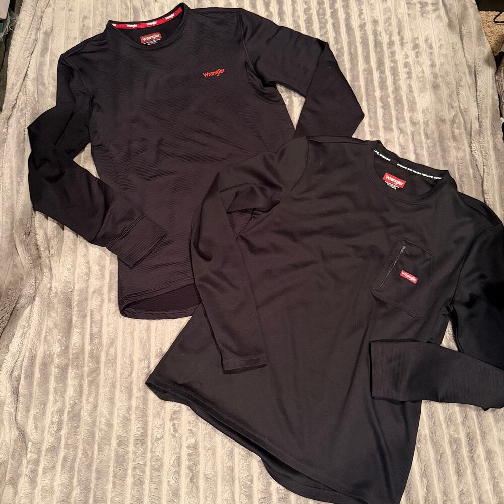 Wrangler Men's Black Long Sleeve Performance Shirts Bundle Lot of 2 Size Medium